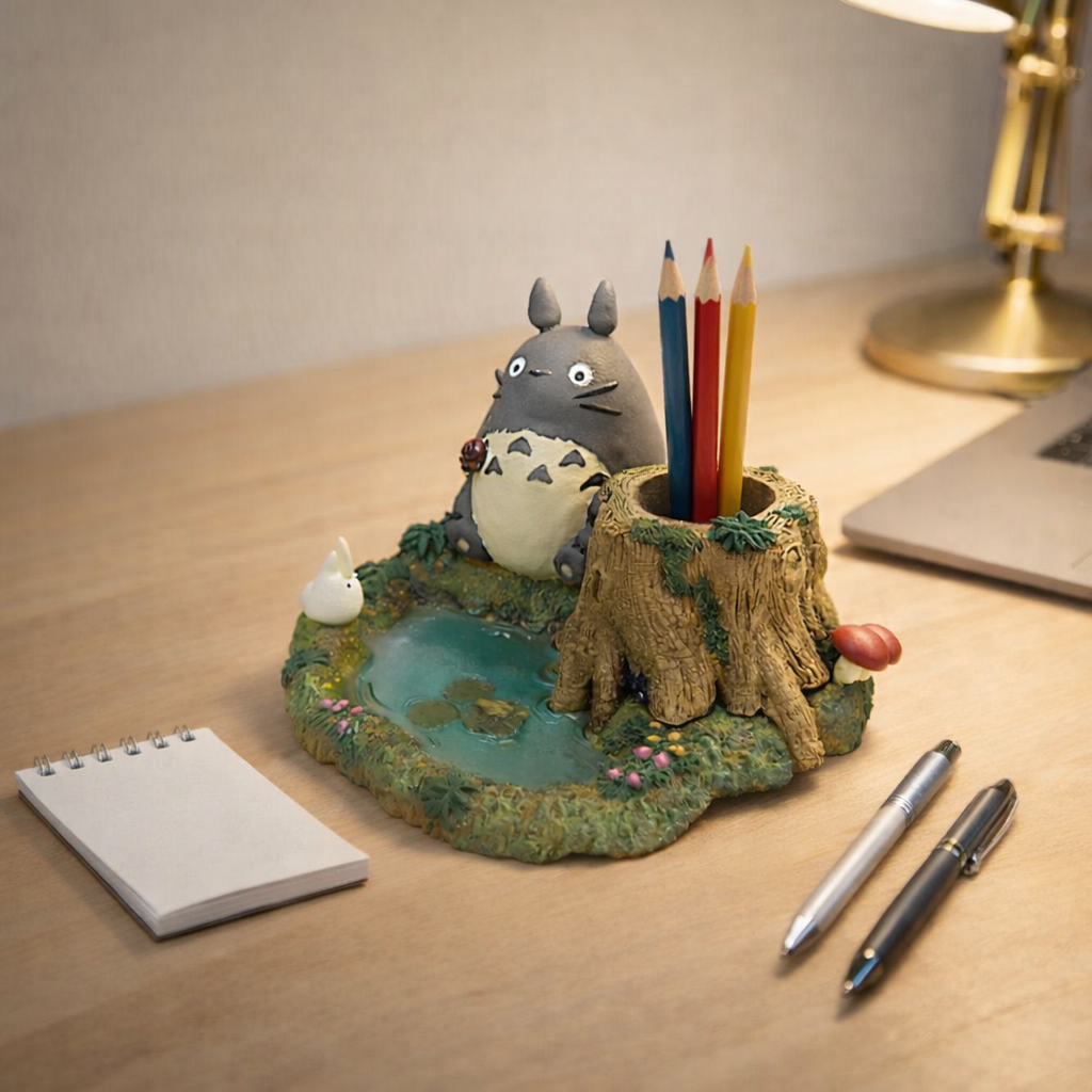 Totoro Stamp & Pen Stand – Totoro and the Pond Desk Organizer