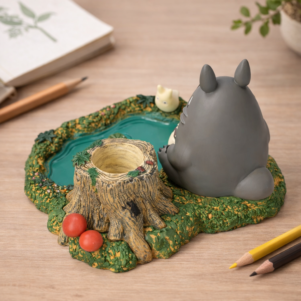 Totoro Stamp & Pen Stand – Totoro and the Pond Desk Organizer