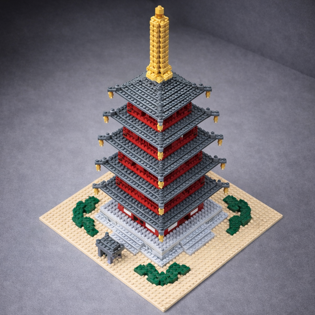 Nanoblock Five-Story Pagoda Deluxe Edition – Japanese Micro Building Set