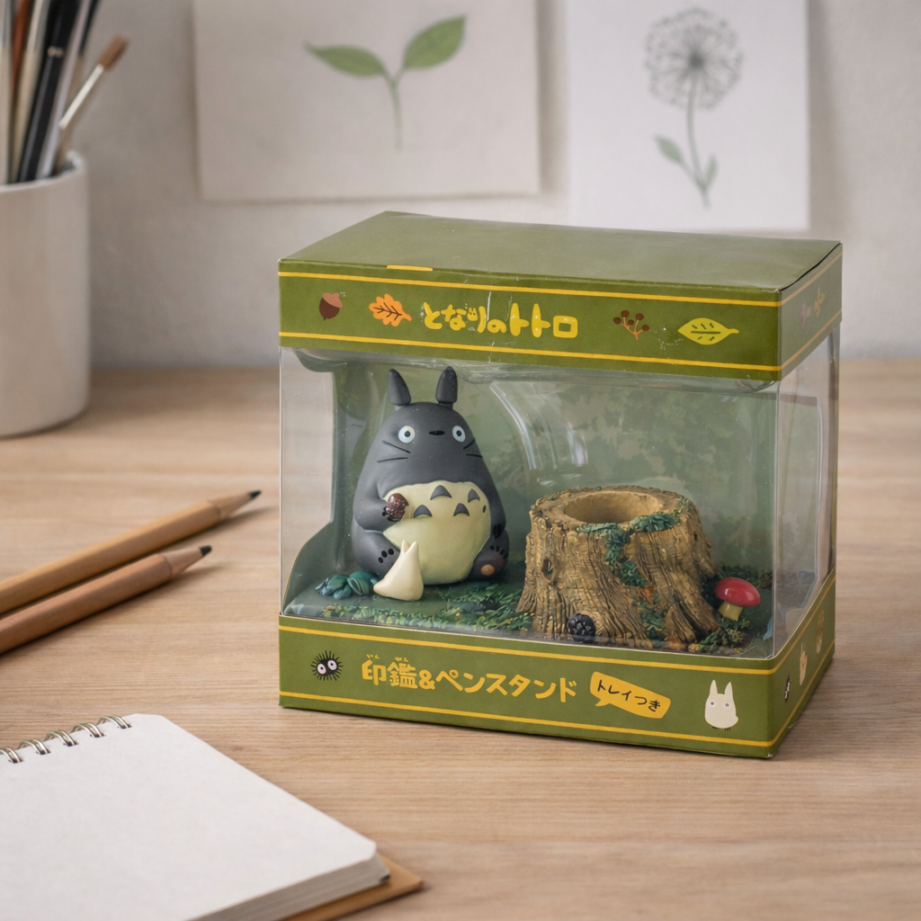Totoro Stamp & Pen Stand – Totoro and the Pond Desk Organizer
