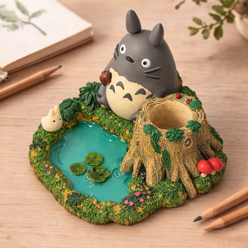 Totoro Stamp & Pen Stand – Totoro and the Pond Desk Organizer